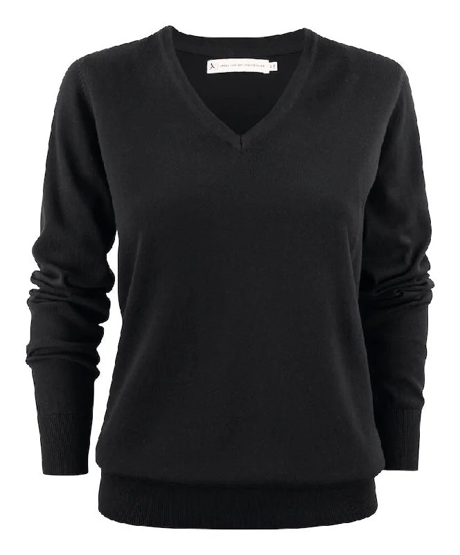 James Harvest Ashland Women's V-Neck Sweater (JH125W) Tailored Straight A-Line