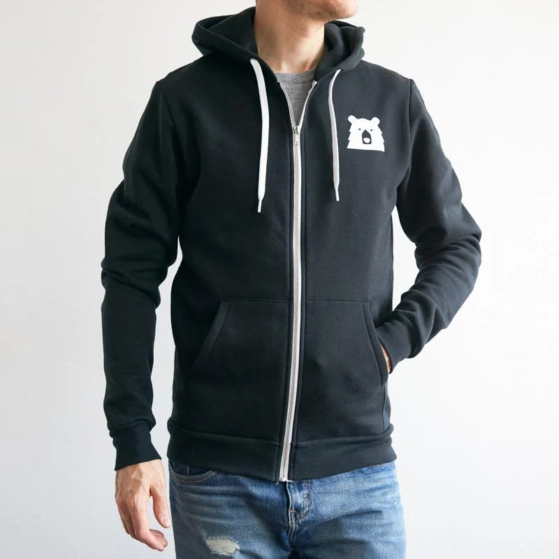 Mascot Zip Up Hoodie (Black + White) Hoodie with Color Block Contrast Stylish