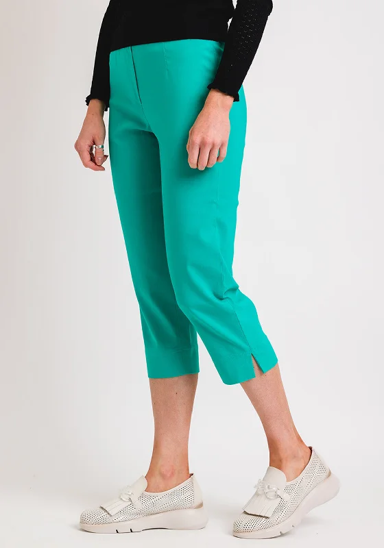 Robell Marie 07 Slim Fit Cropped Trousers, Jade Green Trousers Winter Warm