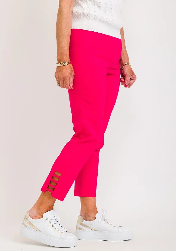 Robell Lena 09 Slim Fit Stretch Cropped Trousers, Fuchsia Pink Trousers Velvet Soft