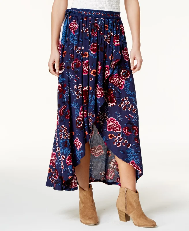 American Rag Juniors Printed Tulip Maxi Skirt belted skirt waist