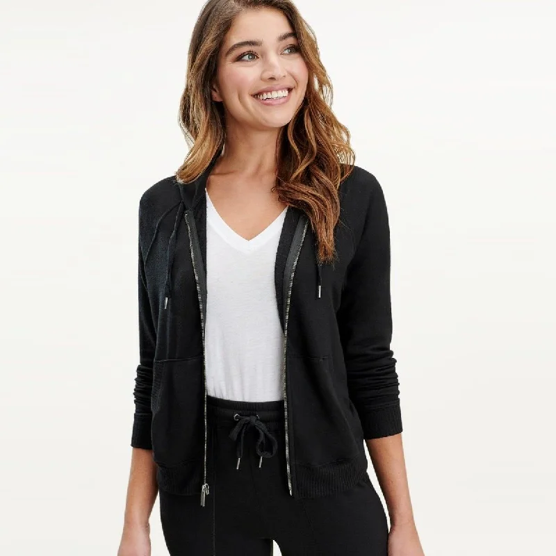 Supersoft Zip Up Hoodie (Black) Hoodie with Lace Feminine Delicate