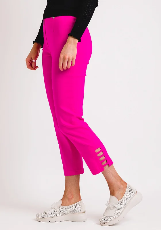 Robell Lena 09 Slim Fit Stretch Cropped Trousers, Raspberry Pink Trousers Canvas Durable