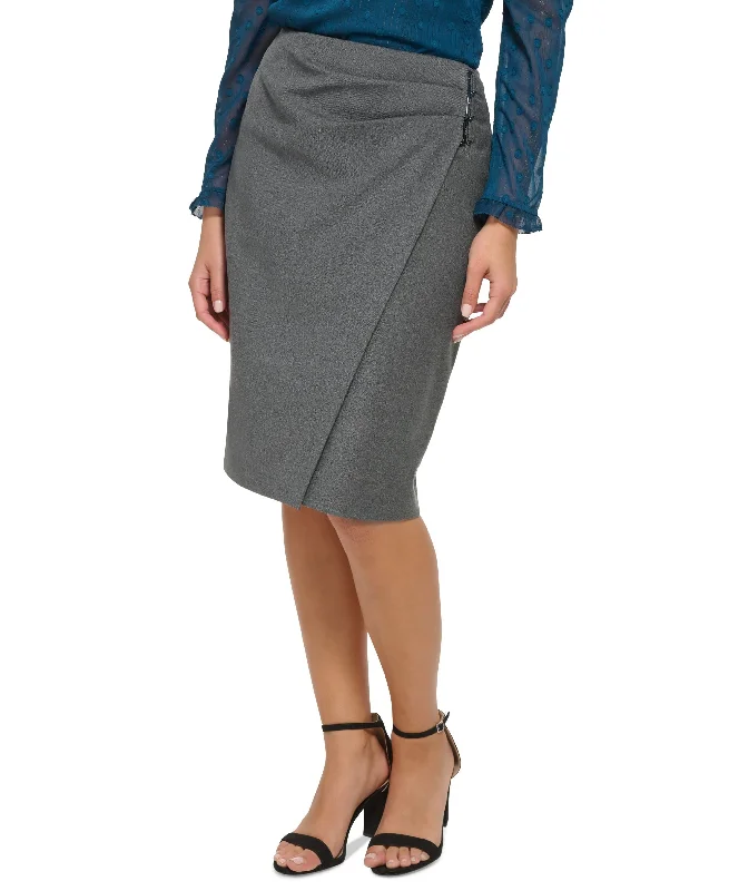 Women's Faux Wrap Pencil Skirt patchwork skirt art