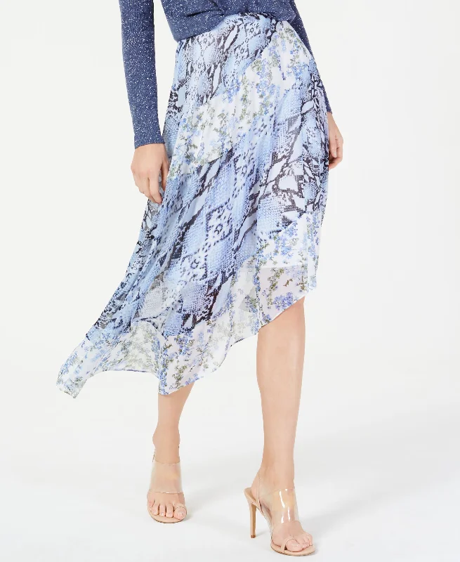 INC Asymmetrical Printed Midi Skirt denim skirt trendy