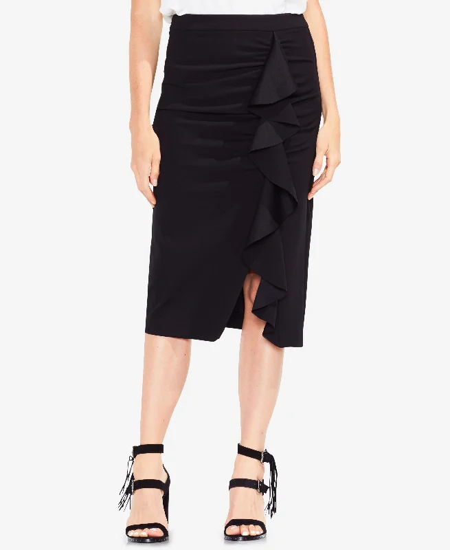 Vince Camuto Ruffled Midi Pencil Skirt linen skirt light