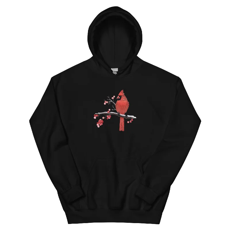 Winter Cardinal Hoodie Zip Hoodie Drawstring Kangaroo Pocket