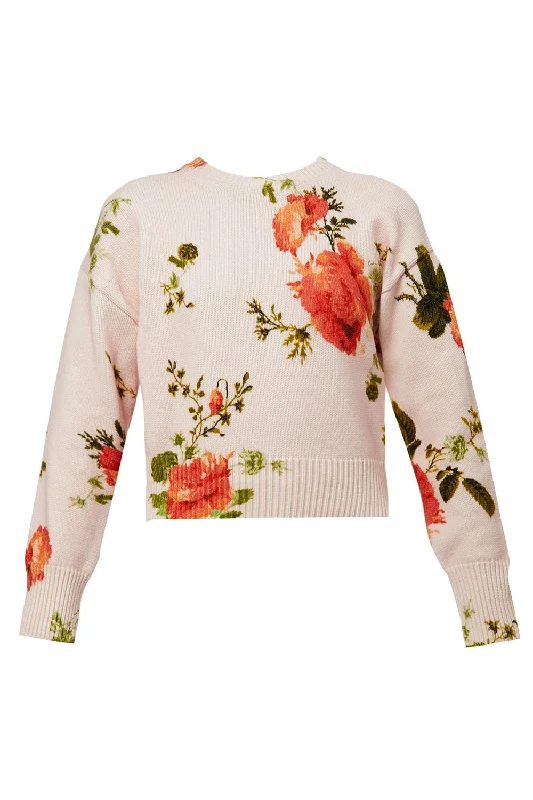 Floral Crew Neck Sweater Sweater Knitwear Pullover