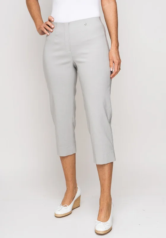 Robell Marie 07 Slim Fit Cropped Trousers, Light Grey Trousers fashionable trendy