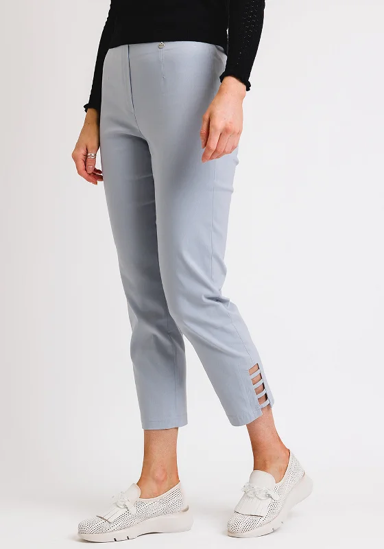 Robell Lena 09 Slim Fit Stretch Ankle Grazer Trousers, Grey Trousers Silk Elegant