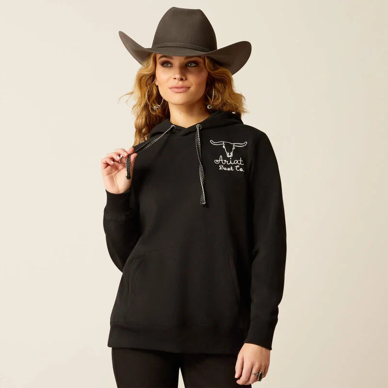 Ariat Steer Stitch Hoodie Hoodie with Raw Hem Edgy Unfinished