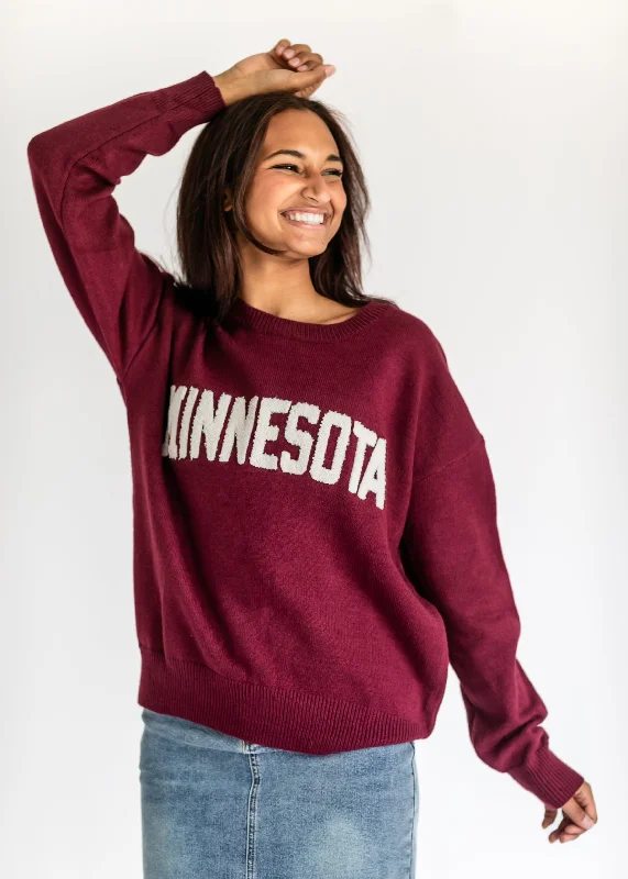 Minnesota Embroidered Crewneck Sweater - FINAL SALE Seamless Knitted Crochet