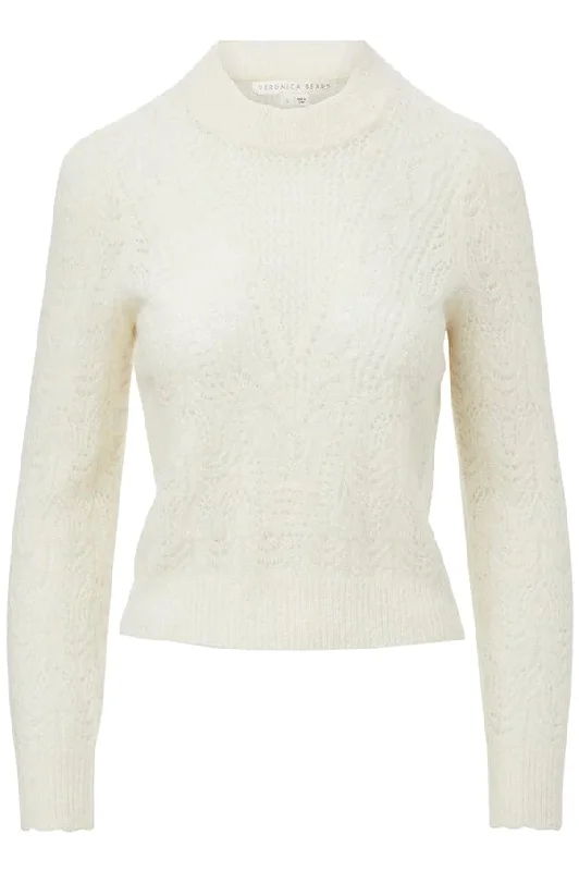 Makani Pointelle-Knit Sweater Stretchy Elastic Breathable