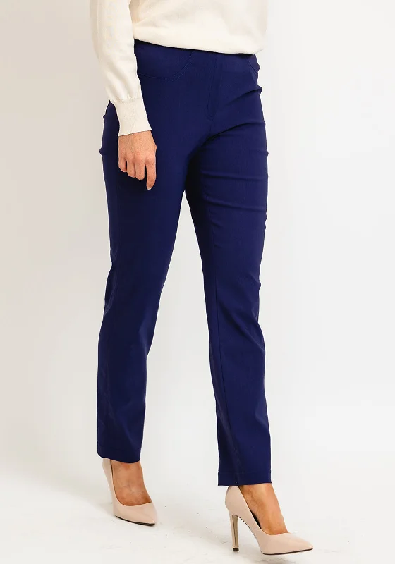 Robell Bella Full Length Slim Leg Trousers, Ink Blue Trousers stylish elegant