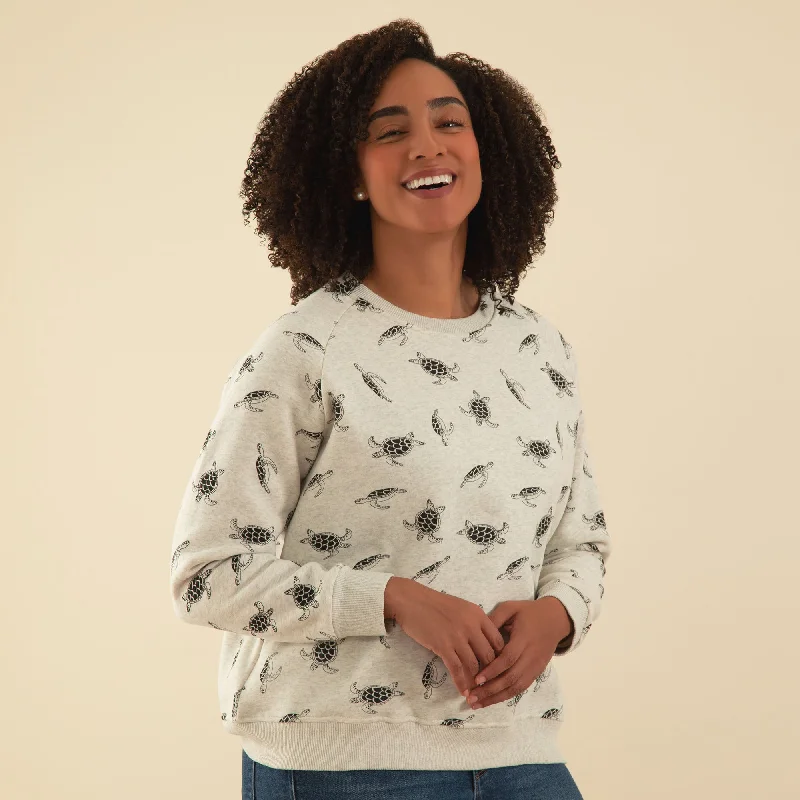 Turtle Fun Crew Neck Sweatshirt Hoodie with Belted Waist Structured Tailored