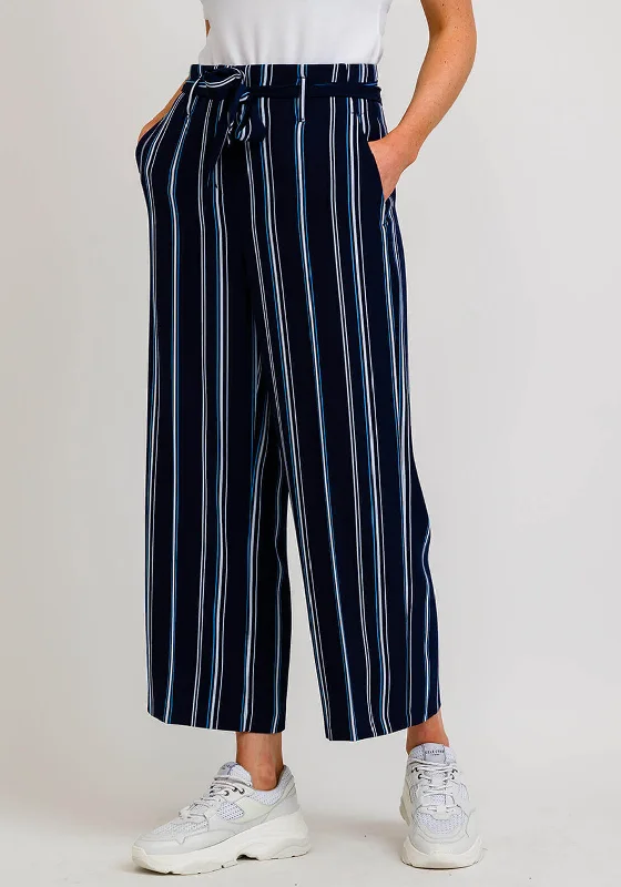 Robell Emma 09 Striped Culotte Trousers, Navy Trousers Polka Dot Cute