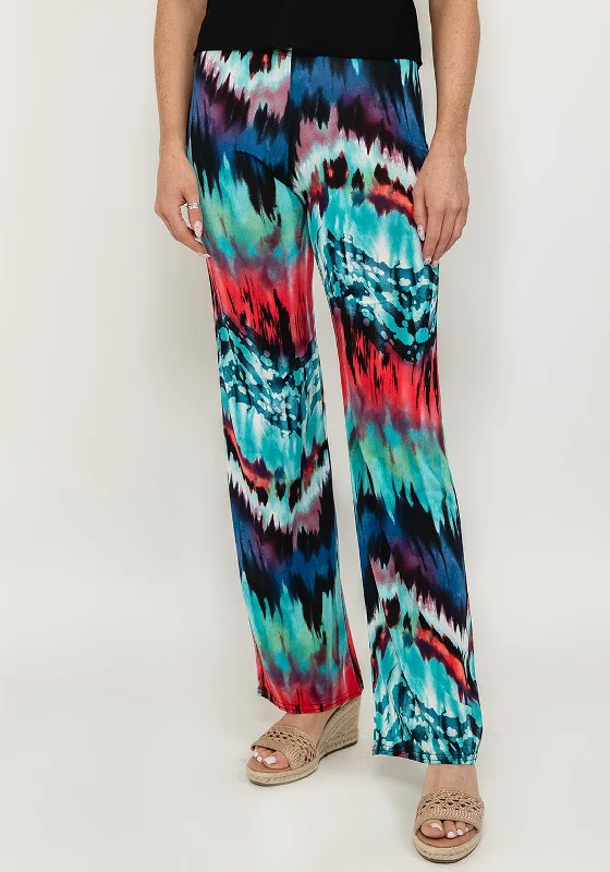 Seventy1 Tie Dye Casual Trousers, Teal Multi Trousers sophisticated sleek