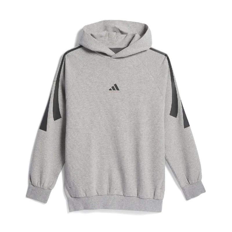 Basketball Spacer Hoodie 'Medium Grey Heather' Hoodie with Rolled Sleeves Casual Relaxed