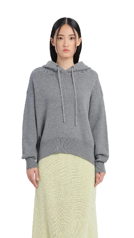 Knitted Hoodie Hoodie with High-Low Hem Asymmetrical Trendy