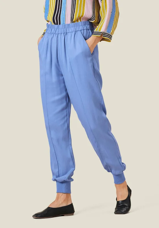 Masai Pura Jogger Style Trousers, Blue Trousers Summer Linen