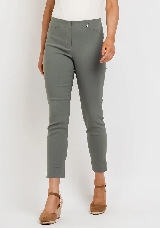 Robell Rose 09 Super Slim Trousers, Ivy Green Trousers Leather Faux