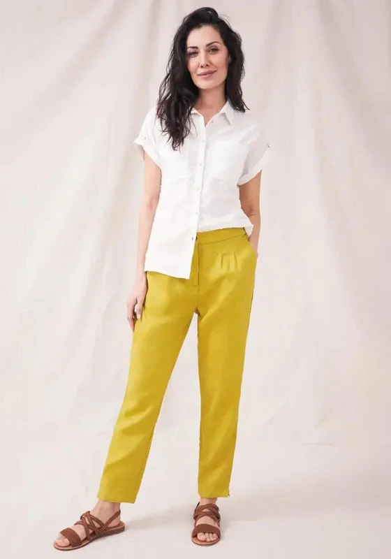 White Stuff Maddie Slim Linen Trousers, Yellow Trousers Winter Warm