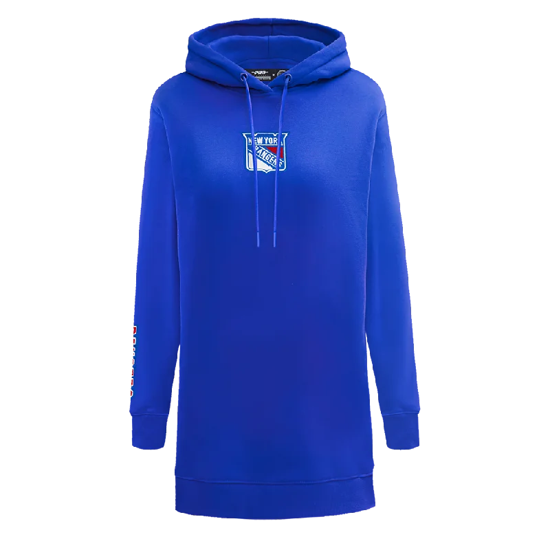 NHL NEW YORK RANGERS CLASSIC WOMEN'S FLC HOODIE DRESS (ROYAL BLUE) Hoodie with Camouflage Military Edgy