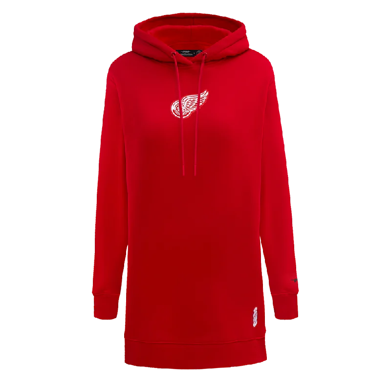 NHL DETROIT RED WINGS CLASSIC WOMEN'S FLC HOODIE DRESS (RED) Hoodie with Zipper Versatile Modern