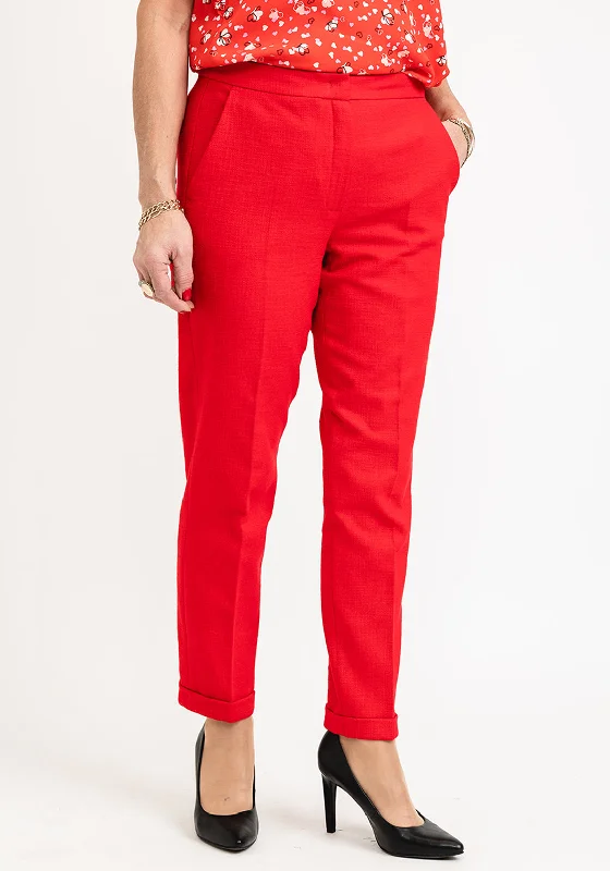 iBlues Race Textured Tapered Trousers, Red Trousers stylish elegant