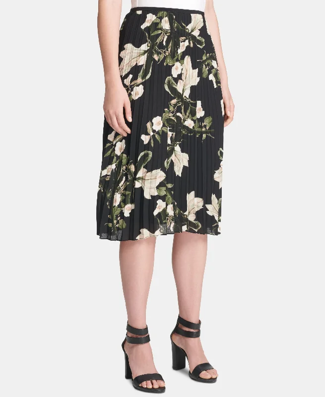 DKNY Floral Print Pleated Skirt linen skirt relaxed