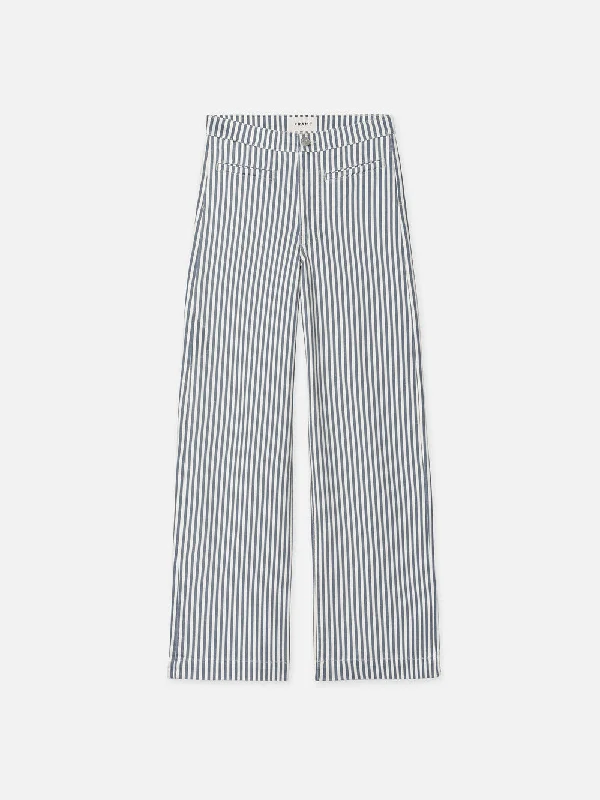 Tailored Trouser -- Seaport Stripe Wide Leg Loose Fit Mid Waist