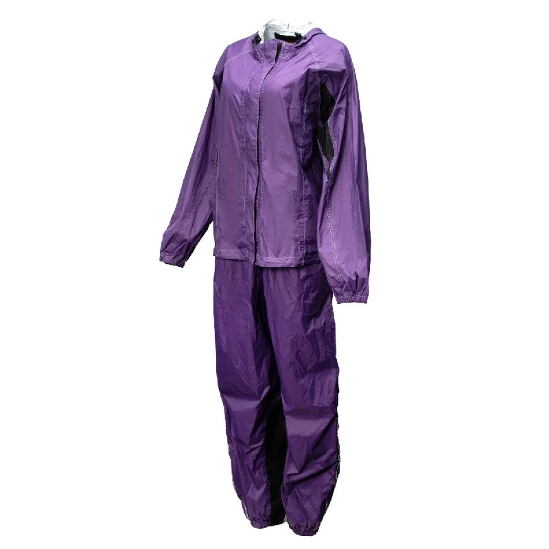 Milwaukee Leather MPL9607 Women's Purple Water Resistant Rain Suit w/ Reflective Material and Hoodie Hoodie with Elastic Cuffs Stretchable Comfortable