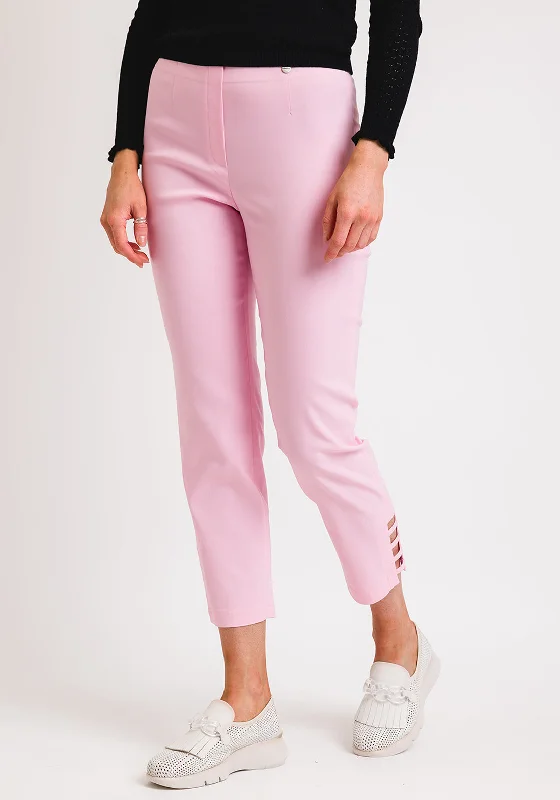 Robell Lena 09 Slim Fit Stretch Cropped Trousers, Soft Rose Trousers Lace Delicate