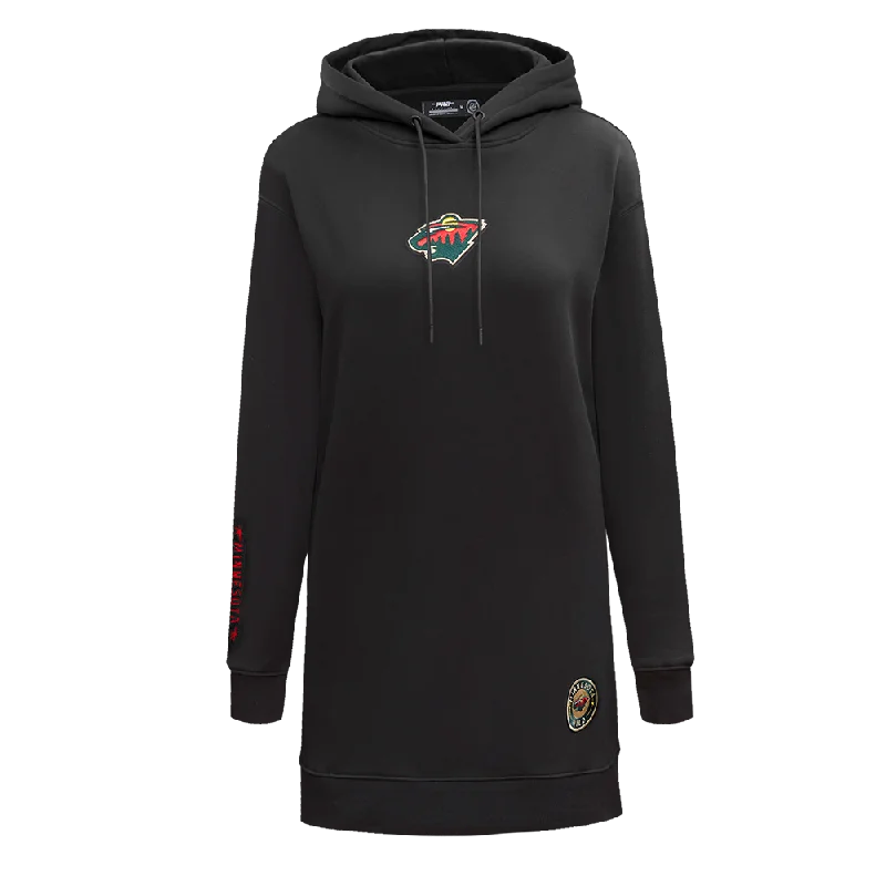 NHL MINNESOTA WILD CLASSIC WOMEN'S FLC HOODIE DRESS (BLACK) Hoodie with Illustration Artistic Creative