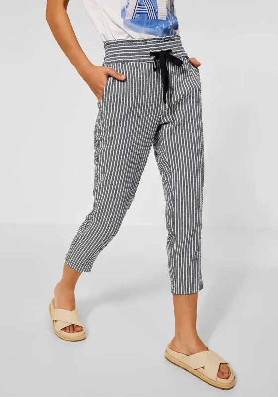 Street One Striped Slim Trousers, Grand Blue Trousers Harem Relaxed Fit