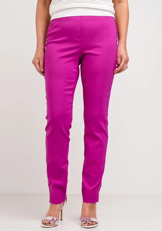 Robell Marie Stretch Slim Fit Trousers, Orchid Pink Trousers Chinos Classic