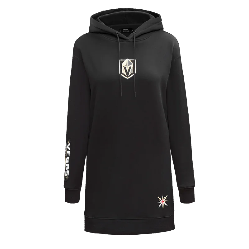 NHL VEGAS GOLDEN KNIGHTS CLASSIC WOMEN'S FLC HOODIE DRESS (BLACK) Hoodie with Pastel Soft Subtle