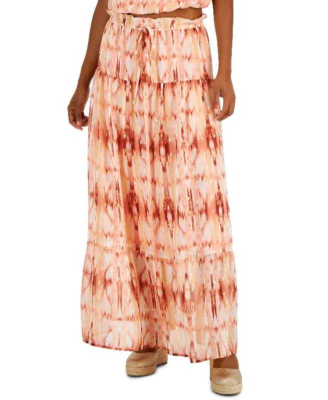 INC International Concepts Womens Printed Clip Dot Tiered Maxi Skirt cashmere skirt rich