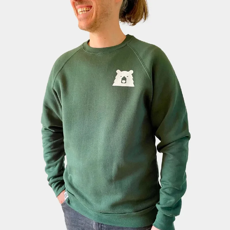 Mascot Crew Sweatshirt (Forest + White) Hoodie with Ribbed Hem Stretchable Secure