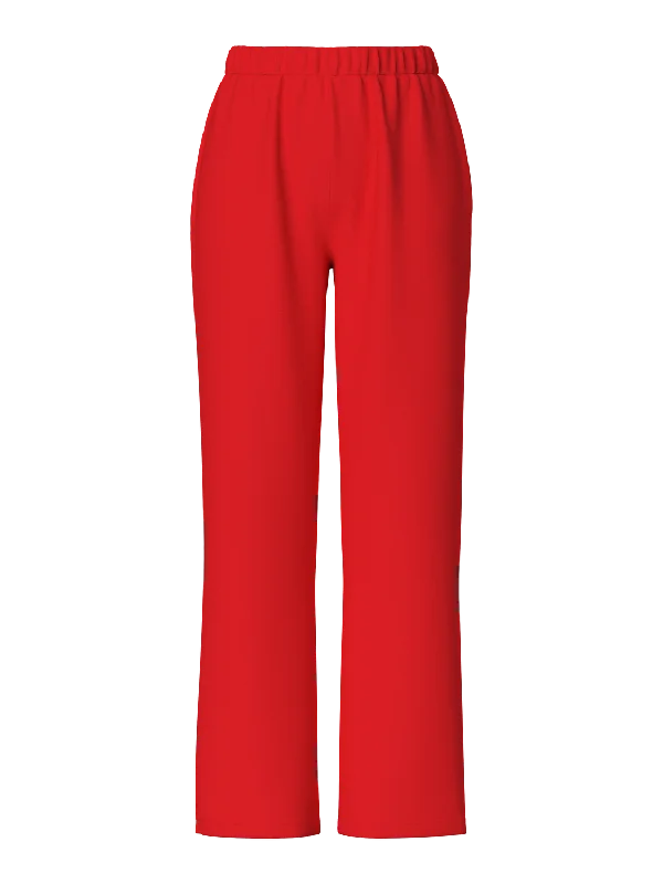 PCCHILLI Trousers - Poppy Red High Waist Slim Fit Ankle Length