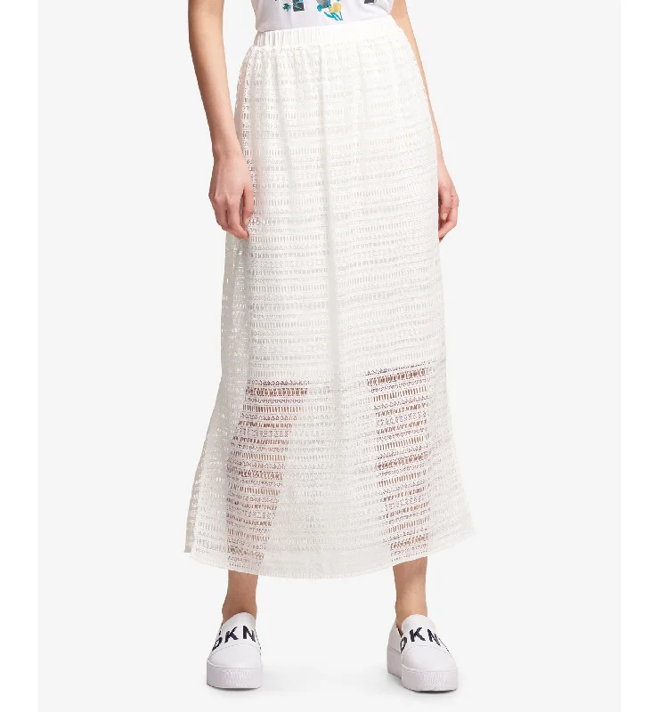 DKNY Lace Side Slit Maxi Skirt leather skirt modern