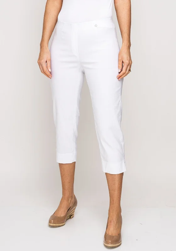 Robell Marie 07 Stretch Crop Trousers, White Trousers sophisticated sleek