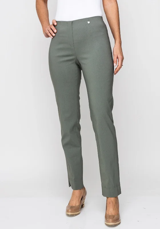 Robell Marie Stretch Slim Fit Trousers, Ivy Green Trousers luxurious high-end