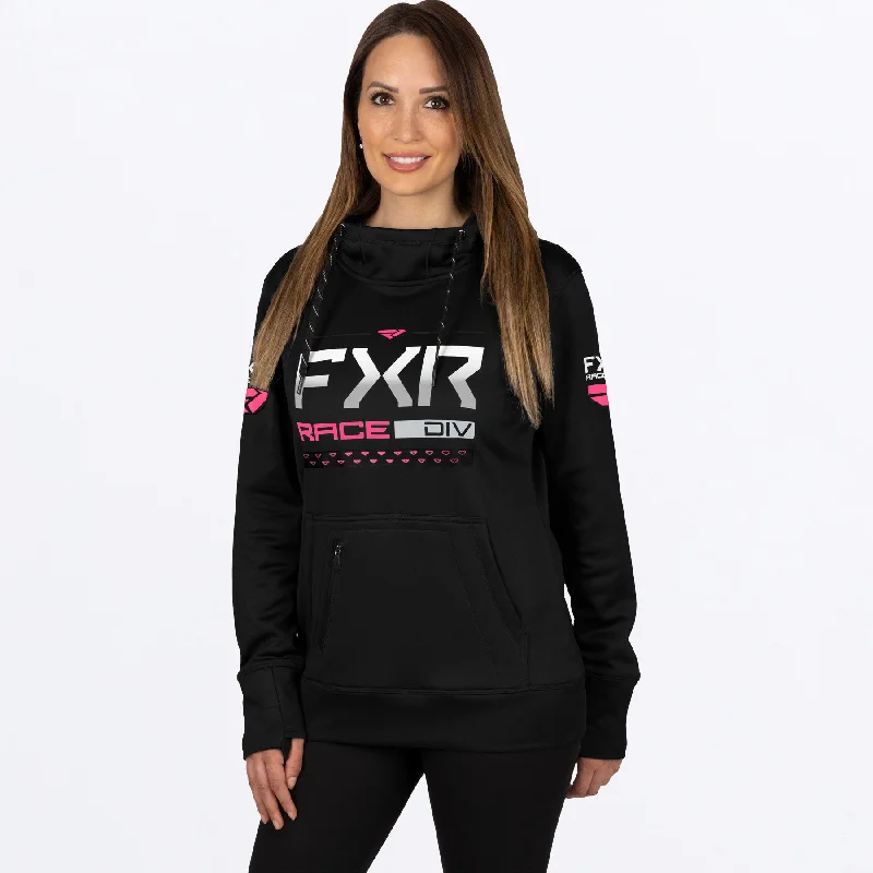 Women's Race Division Tech Pullover Hoodie Hoodie with Mock Neck Collared Structured