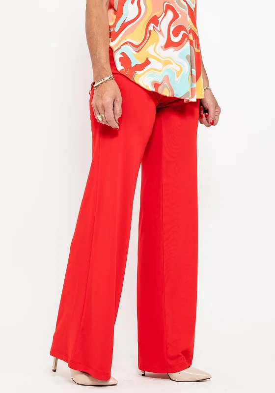 Seventy1 Slim Fitting Wide Trousers, Red Trousers versatile functional