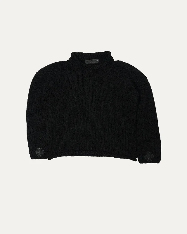 Cross Patch Mock Neck Sweater High Neck Crew Neck V-Neck