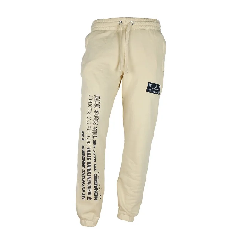 Elegant Beige Cotton Tracksuit Trousers Trousers Custom Made