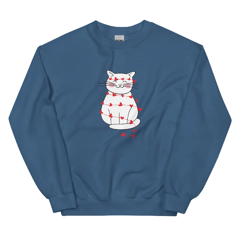 Wrapped in Love Kitty Crewneck Sweatshirt Hoodie with Hem Ribbing Snug Secure