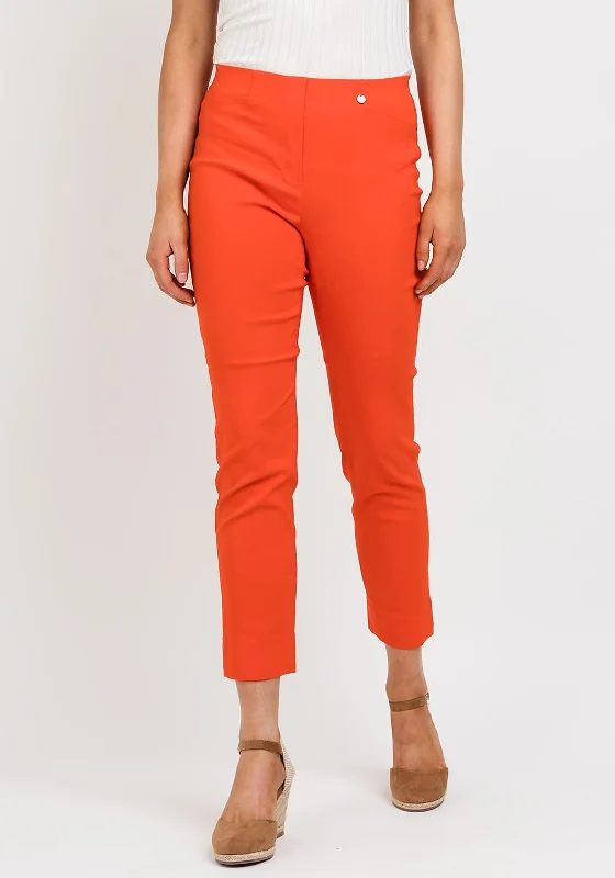 Robell Rose 09 Super Slim Trousers, Orange Trousers Plaid Checkered