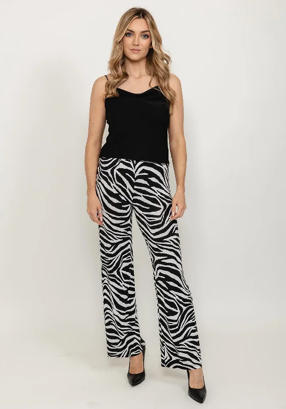 Seventy1 Zebra Casual Trousers, Black & White Trousers trendy modern